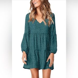 NWT Teal long sleeve shirt dress